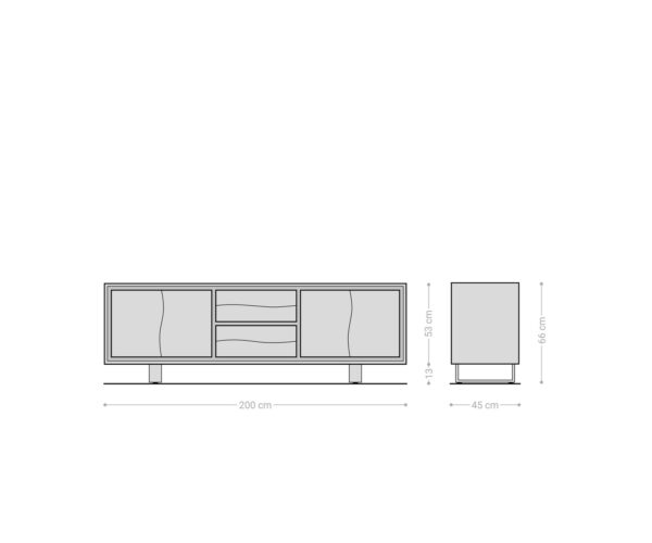 TV stolek Live-Edge 200 cm akácie hnědá 4 dveře 2 zásuvky - Image 8