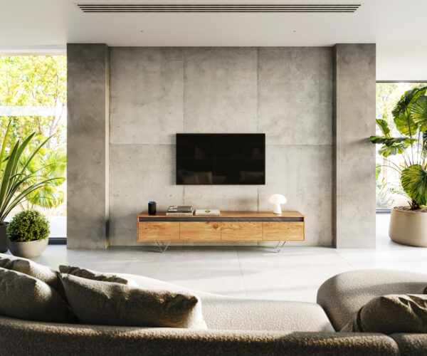 TV stolek Stonegrace 200 cm akácie natural šedá 4 zásuvky - Image 2