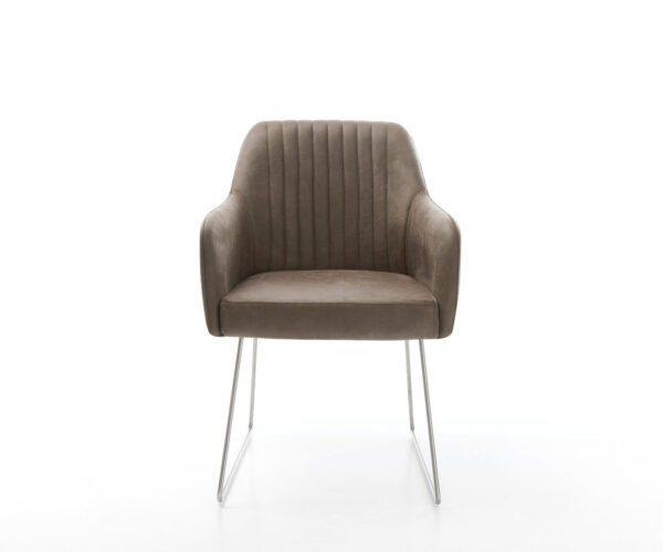 Jídelní židle Greg-Flex taupe vintage s kluznou konstrukcí z nerezové oceli - Image 2