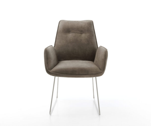Jídelní židle Zoa-Flex taupe vintage s kluznou konstrukcí z nerezové oceli - Image 2