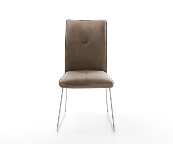 Jídelní židle Maddy-Flex taupe vintage s kluzáky, rám z nerezové oceli - Image 2