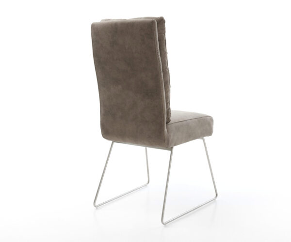 Jídelní židle Pela-Flex taupe vintage s kluzáky, rám z nerezové oceli - Image 5