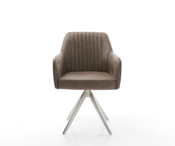 Jídelní židle Greg-Flex taupe vintage křížová konstrukce hranatý nerezový rám - Image 2