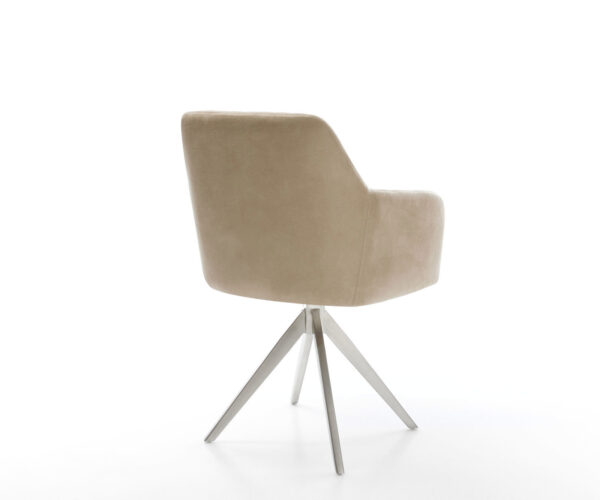 Jídelní židle Greg-Flex béžový vintage křížový rám z nerezové oceli s hranatým designem - Image 5