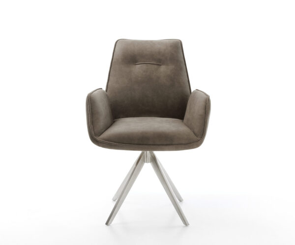 Jídelní židle Zoa-Flex taupe vintage křížový rám hranatý nerezová ocel - Image 2