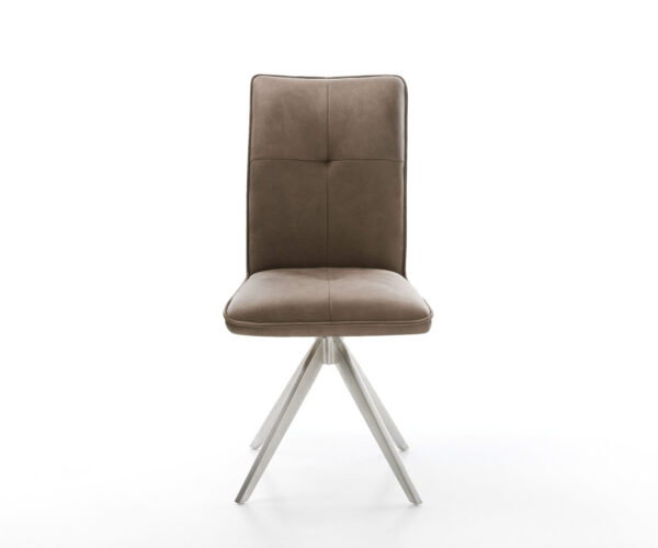 Jídelní židle Maddy-Flex taupe vintage křížová podnož z nerezové oceli s hranatým designem - Image 2