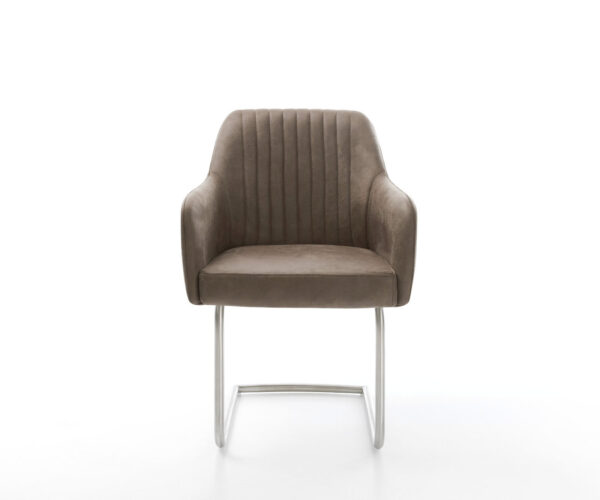 Jídelní židle Greg-Flex taupe vintage kulaté konzolové nerezové oceli - Image 2