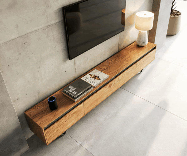 TV stolek Stonegrace 240 cm akácie natural šedá 4 dveře - Image 4