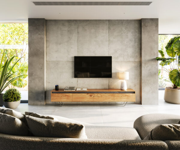 TV stolek Stonegrace 240 cm akácie natural šedá 4 dveře - Image 2