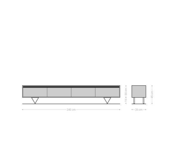 TV stolek Stonegrace 240 cm akácie natural šedá 4 dveře - Image 6