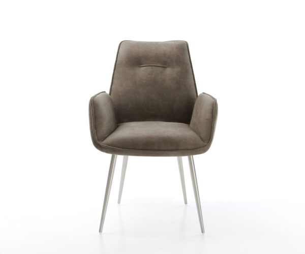 Jídelní židle Zoa-Flex taupe vintage 4 nohy kuželové nerezová ocel - Image 2