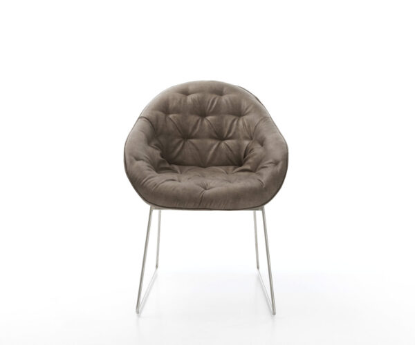 Jídelní židle Gaio-Flex taupe vintage s kluzáky, rám z nerezové oceli - Image 2
