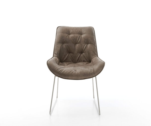 Jídelní židle Taimi-Flex taupe vintage s kluzáky, rám z nerezové oceli - Image 2
