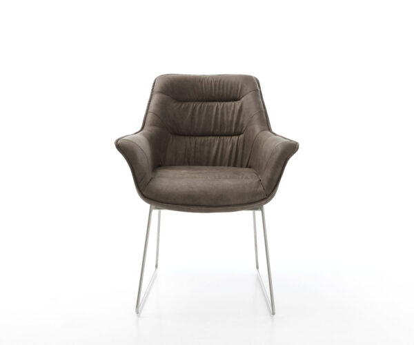 Jídelní židle Kaira-Flex taupe vintage s kluznou konstrukcí z nerezové oceli - Image 2