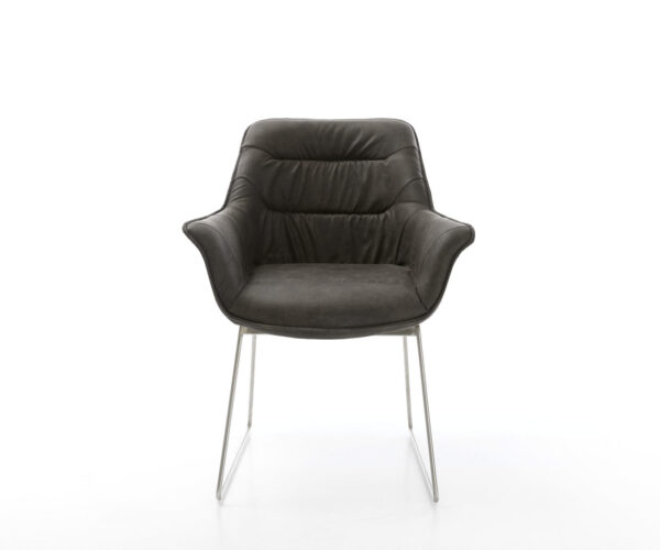 Jídelní židle Kaira-Flex antracit vintage kluzný rám nerezová ocel - Image 2