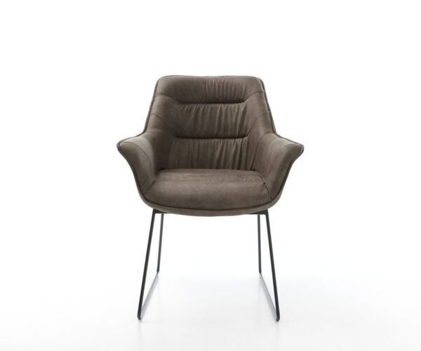 Jídelní židle Kaira-Flex taupe vintage s kluzáky, černý rám - Image 2