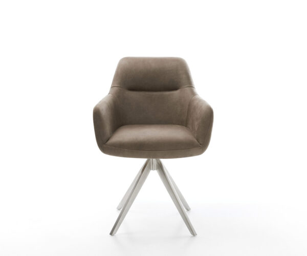 Jídelní židle Pejo-Flex taupe vintage křížová konstrukce, hranatý nerezový rám - Image 2