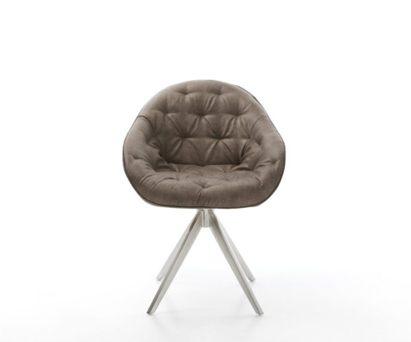 Jídelní židle Gaio-Flex taupe vintage křížový rám hranatý nerezová ocel - Image 2