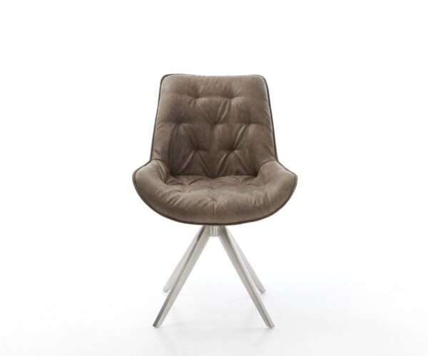 Jídelní židle Taimi-Flex taupe vintage křížový rám hranatý nerezová ocel - Image 2