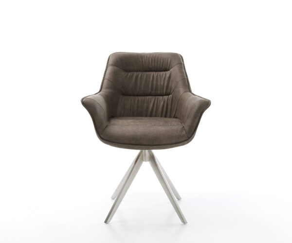 Jídelní židle Kaira-Flex taupe vintage křížový rám hranatý nerezová ocel - Image 2