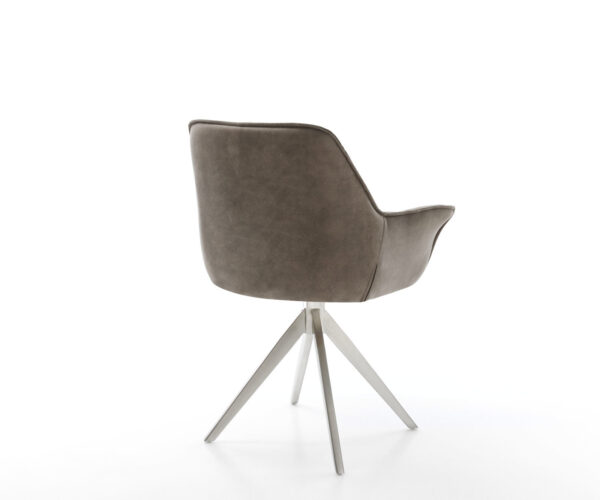 Jídelní židle Kaira-Flex taupe vintage křížový rám hranatý nerezová ocel - Image 5