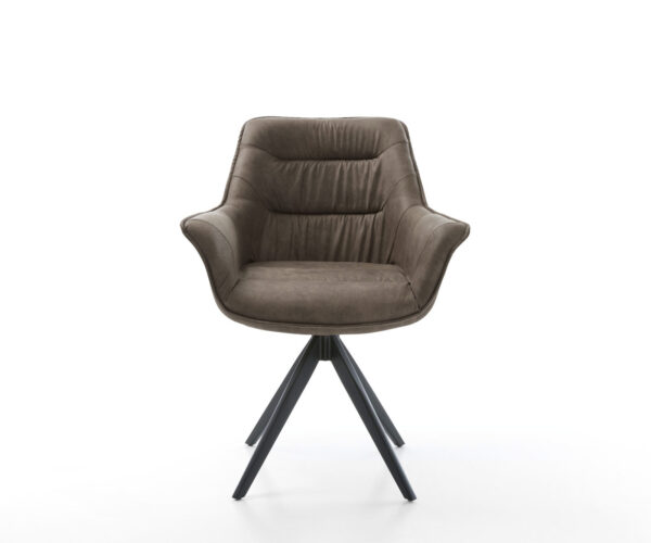 Jídelní židle Kaira-Flex taupe vintage křížová podnož hranatá černá - Image 2