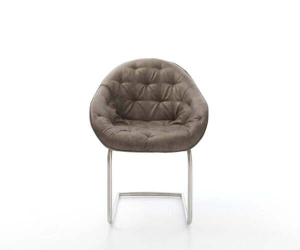 Jídelní židle Gaio-Flex taupe vintage kulaté konzolové z nerezové oceli - Image 2