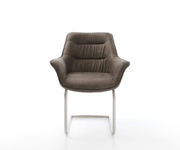 Jídelní židle Kaira-Flex taupe vintage konzolové kulaté nerezové oceli - Image 2