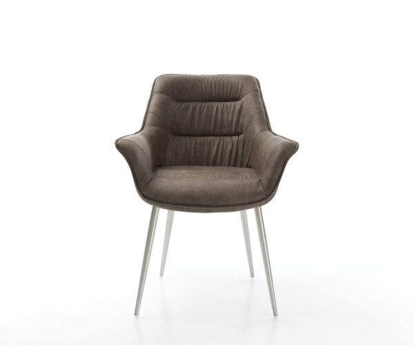 Jídelní židle Kaira-Flex taupe vintage se 4 kuželovitými nohami z nerezové oceli - Image 2