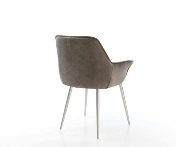 Jídelní židle Kaira-Flex taupe vintage se 4 kuželovitými nohami z nerezové oceli - Image 5