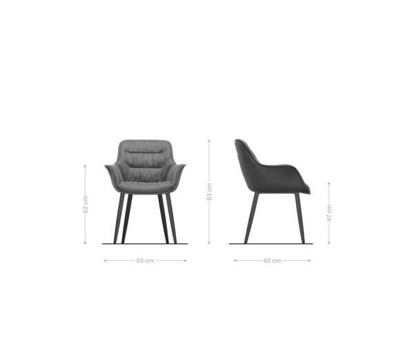 Jídelní židle Kaira-Flex taupe vintage se 4 kuželovitými nohami z nerezové oceli - Image 6