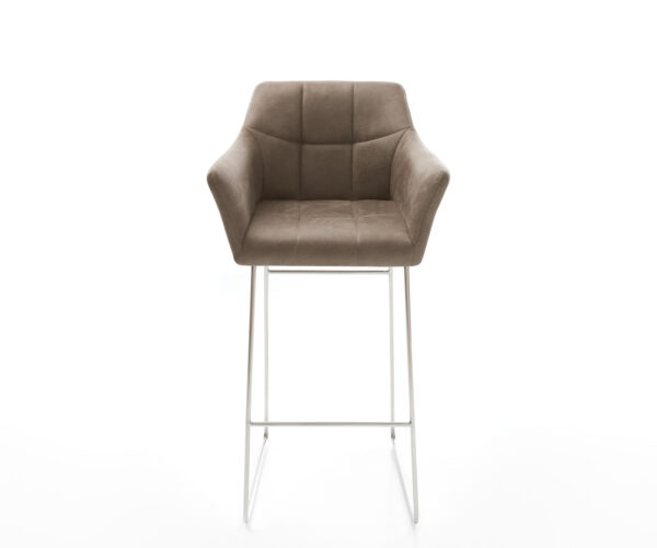 Barová židle Yulo-Flex vintage taupe, kluzný rám z nerezové oceli - Image 2