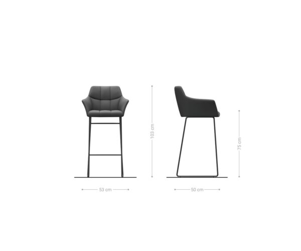 Barová židle Yulo-Flex vintage taupe, kluzný rám z nerezové oceli - Image 6