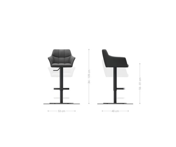 Barová židle Yulo-Flex vintage taupe, otočná podstava, výškově nastavitelná, nerezová ocel - Image 4