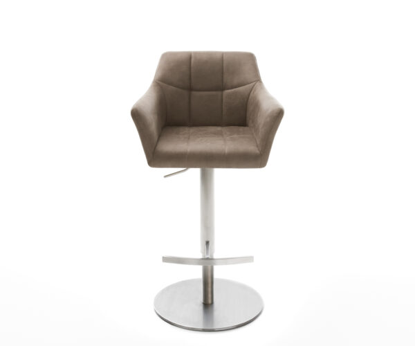 Barová židle Yulo-Flex vintage taupe, otočná podstava, výškově nastavitelná, nerezová ocel - Image 5