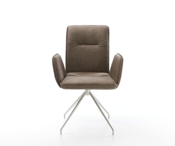 Otočná židle Vinja-Flex taupe vintage křížová podnož zúžená nerezová ocel - Image 2