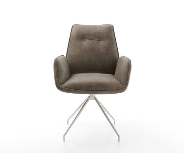 Jídelní židle Zoa-Flex taupe vintage křížový rám zúžený nerezová ocel - Image 2