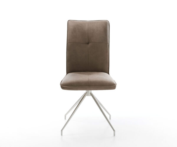 Jídelní židle Maddy-Flex taupe vintage křížový rám z nerezové oceli s kuželovitými nohami - Image 2