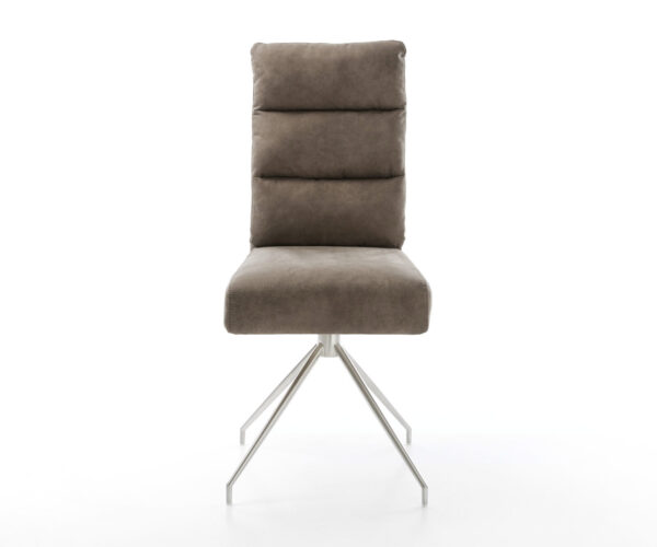 Jídelní židle Pela-Flex taupe vintage s křížovou konstrukcí a kuželovými nohami z nerezové oceli - Image 2