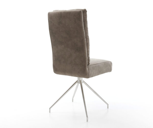 Jídelní židle Pela-Flex taupe vintage s křížovou konstrukcí a kuželovými nohami z nerezové oceli - Image 5