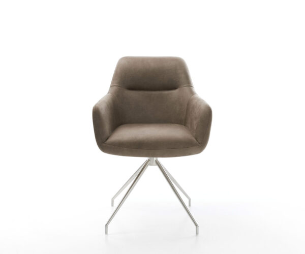 Jídelní židle Pejo-Flex taupe vintage s křížovou podnoží z nerezové oceli se zúženými nohami - Image 2