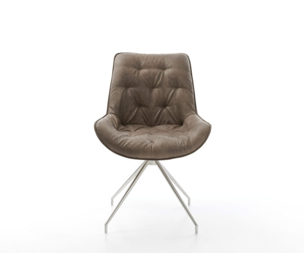 Jídelní židle Taimi-Flex taupe vintage křížový rám zúžený nerezová ocel - Image 2