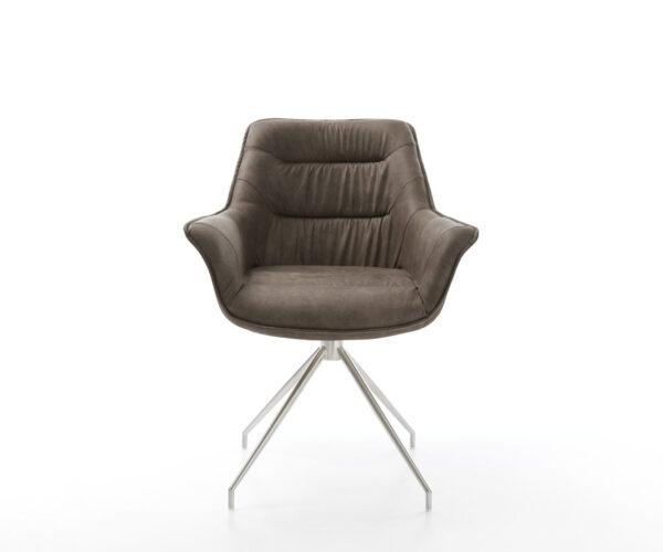 Jídelní židle Kaira-Flex taupe vintage křížová konstrukce zúžená nerezová ocel - Image 2