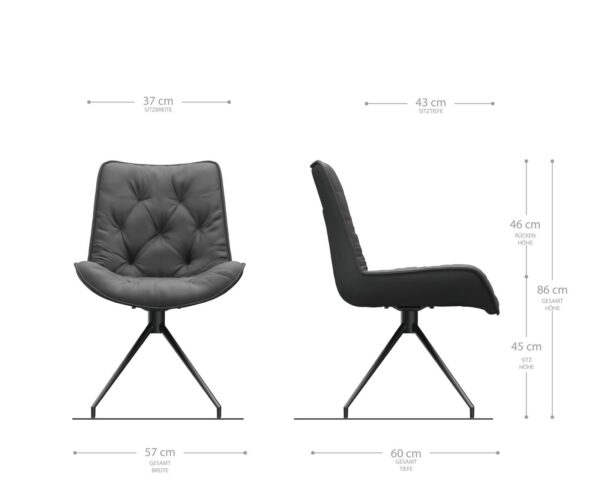 Jídelní židle Taimi-Flex šedý vintage křížový rám zužující se černý - Image 6