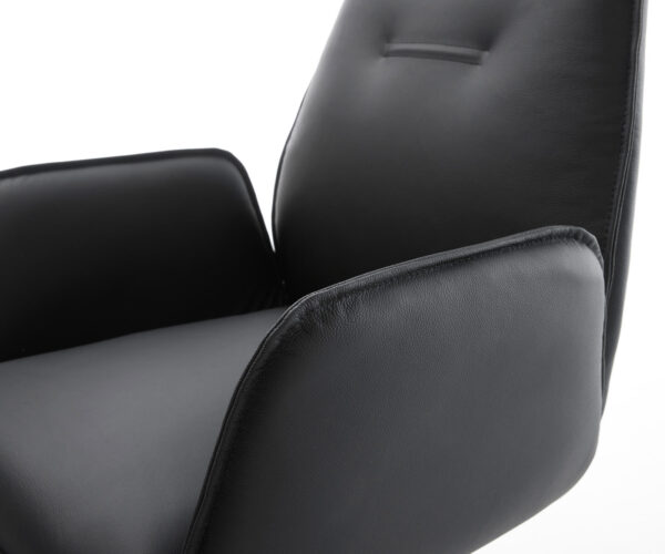 Jídelní židle Zoa-Flex černá pravá kůže, křížová konstrukce, hranatý nerezový rám - Image 4
