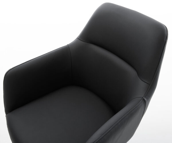 Jídelní židle Pejo-Flex černá pravá kůže, kluzný rám z nerezové oceli - Image 4