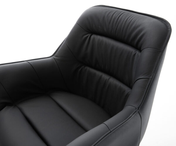 Jídelní židle Kaira-Flex černá pravá kůže, kluzný rám z nerezové oceli - Image 4