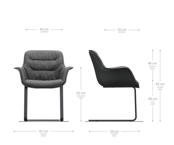 Jídelní židle Kaira-Flex světle šedé pruhy konzolová podnož matná černá - Image 5