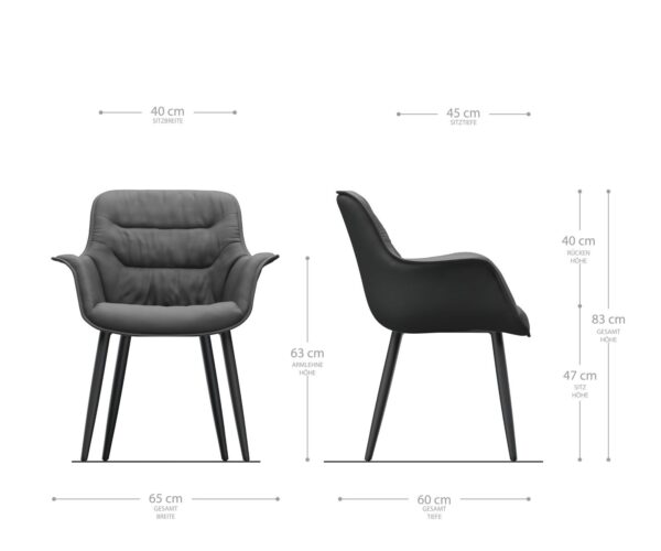 Jídelní židle Kaira-Flex světle šedé pruhy, 4 kuželovité nohy z nerezové oceli - Image 5
