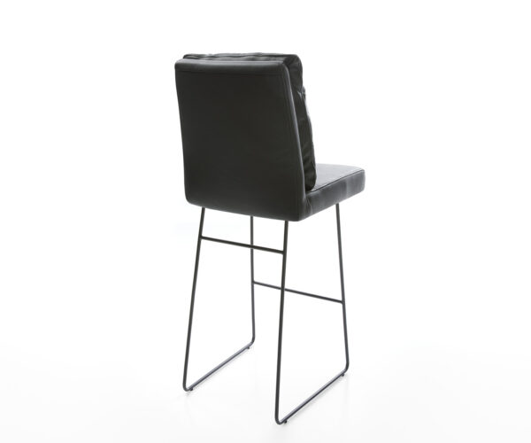 Barová židle Pela-Flex pravá kůže černý kovový skluzový rám - Image 5